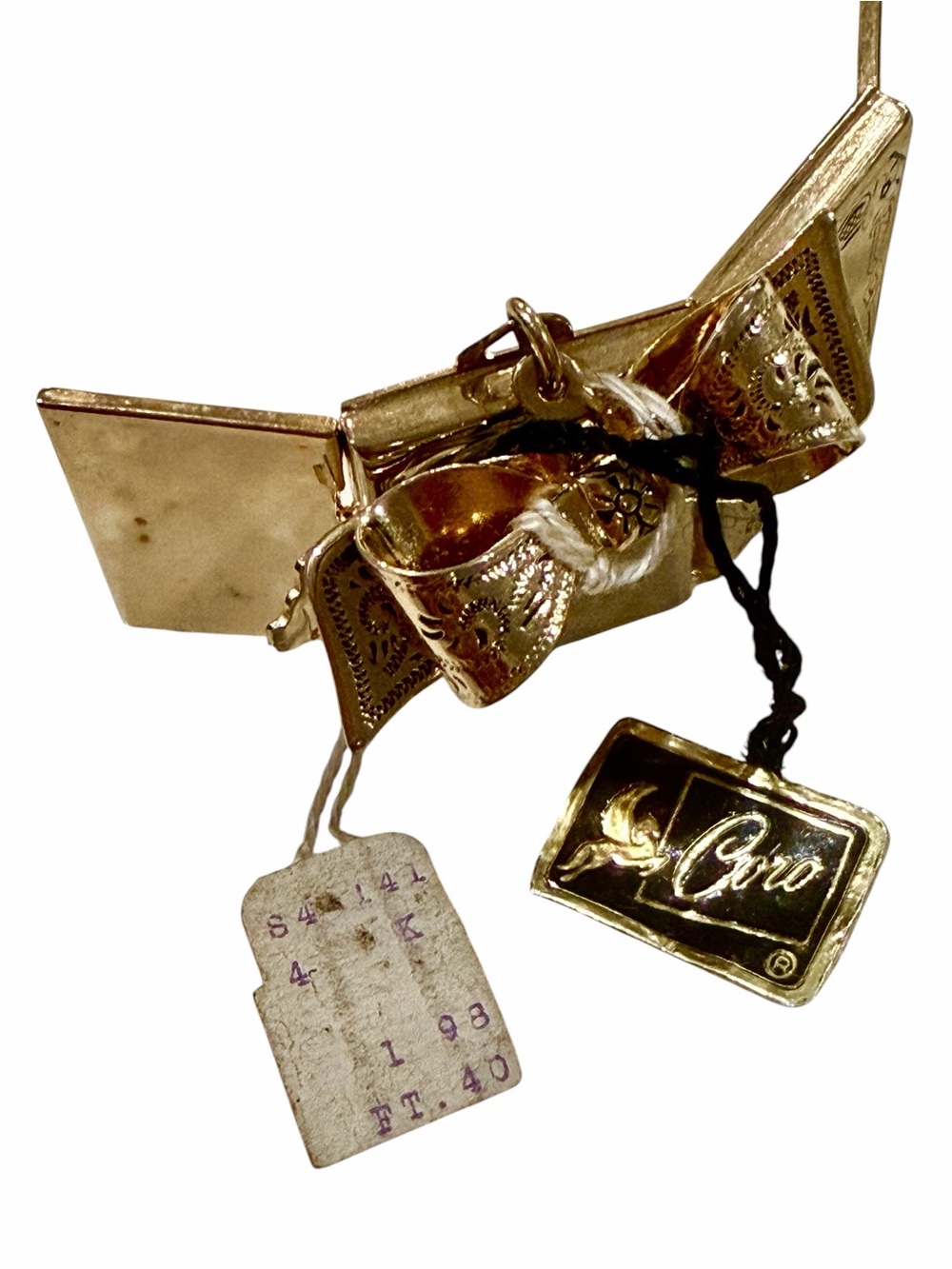 Rare 1950’sVintage Coro Pegasus Folding Photo Locket Brooch w/ Original Tags